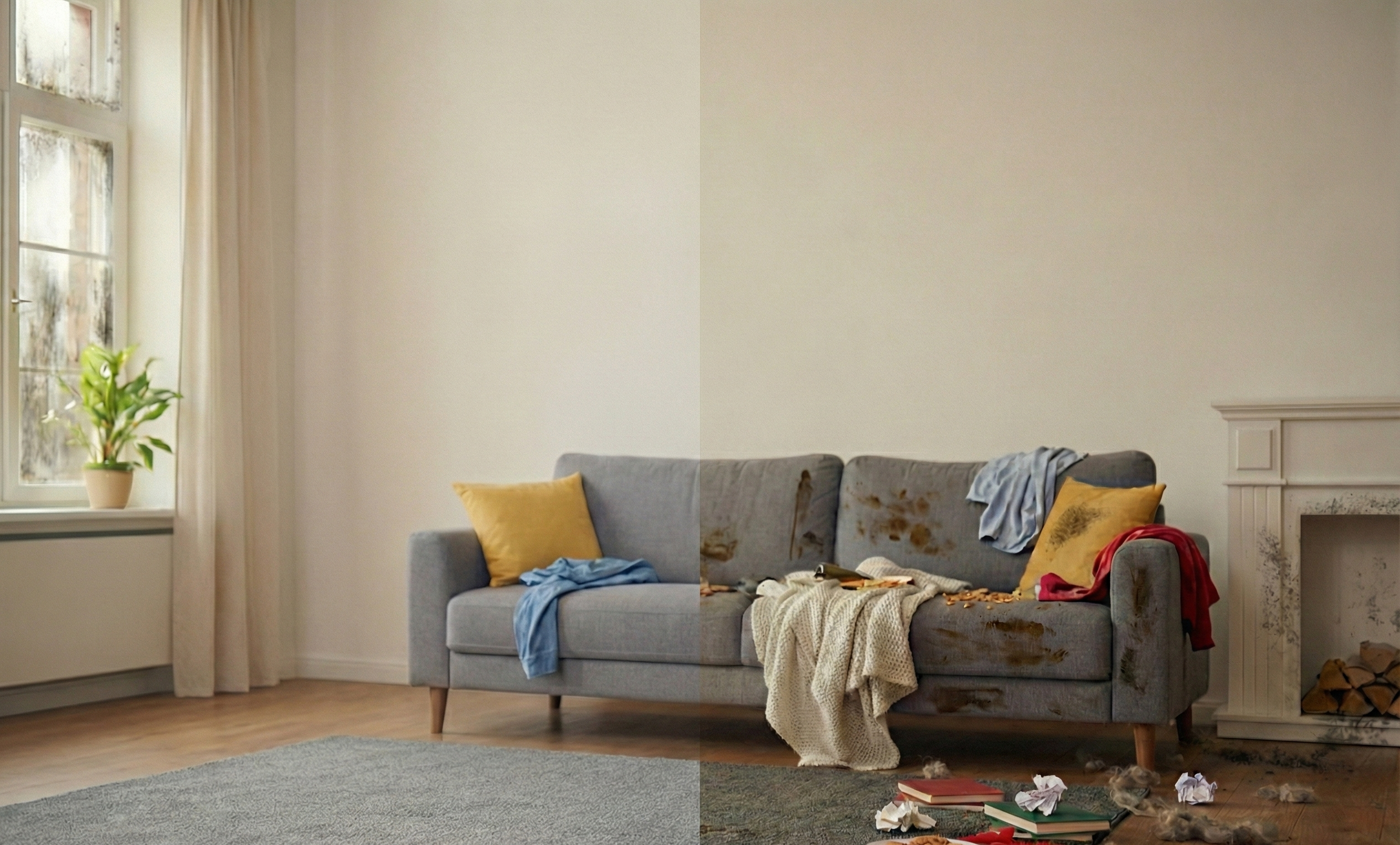 salón en proceso de limpieza